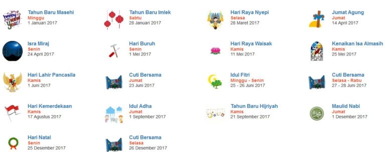 Hari Libur Nasional 2017