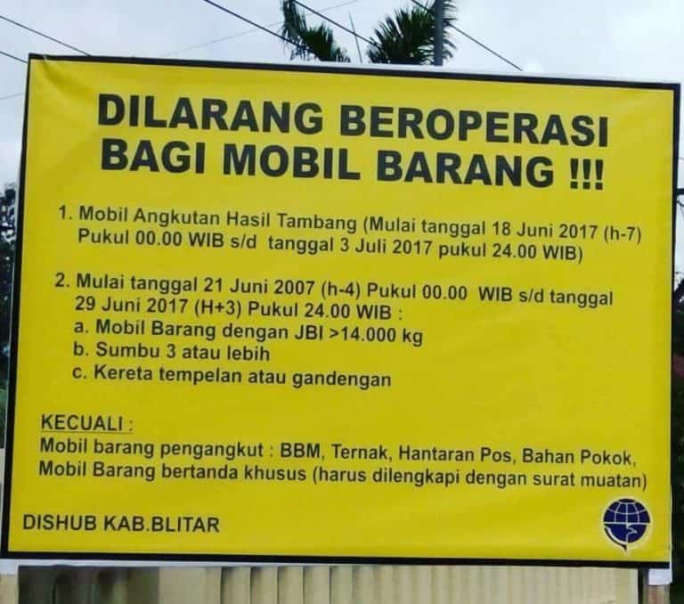 larangan angkutan barang