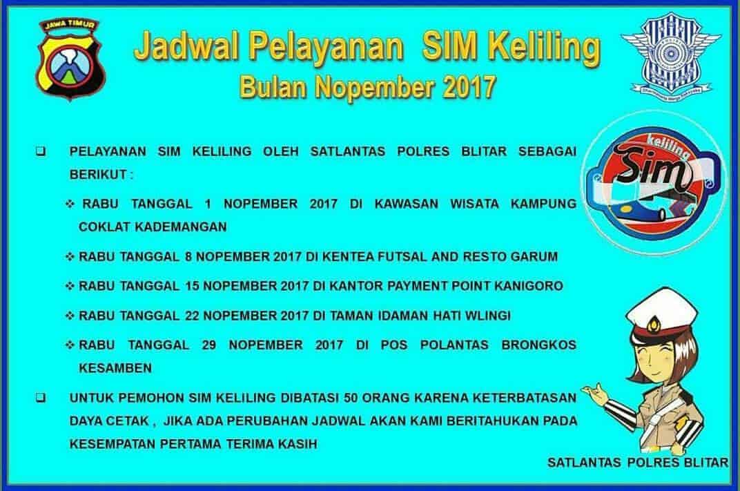 Info SIM Keliling Blitar Nopember 2017