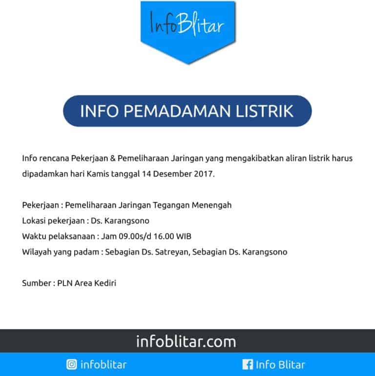 Pemadaman Listrik Desember 2017