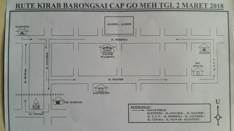 Rute Kirab Cap Gomeh di Blitar