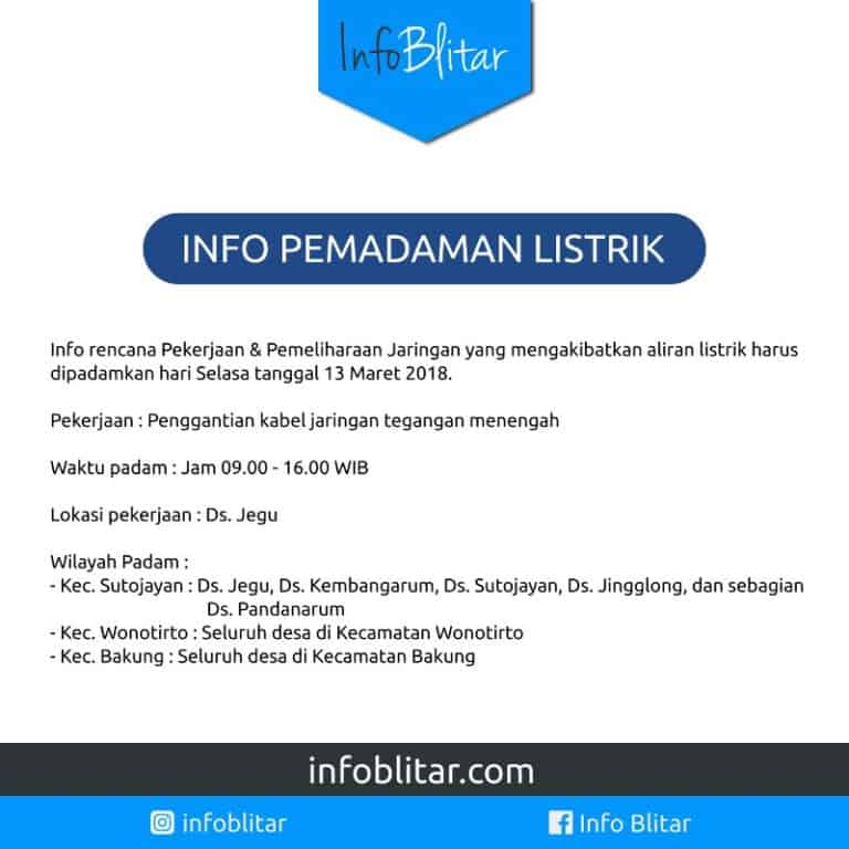 Pemadaman 13 Maret 2018