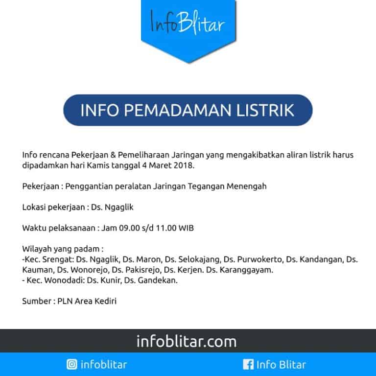 Pemadaman 4 Maret Srengat