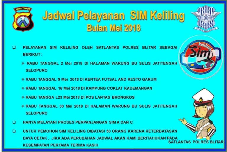 Jadwal SIM Keliling Mei 2018