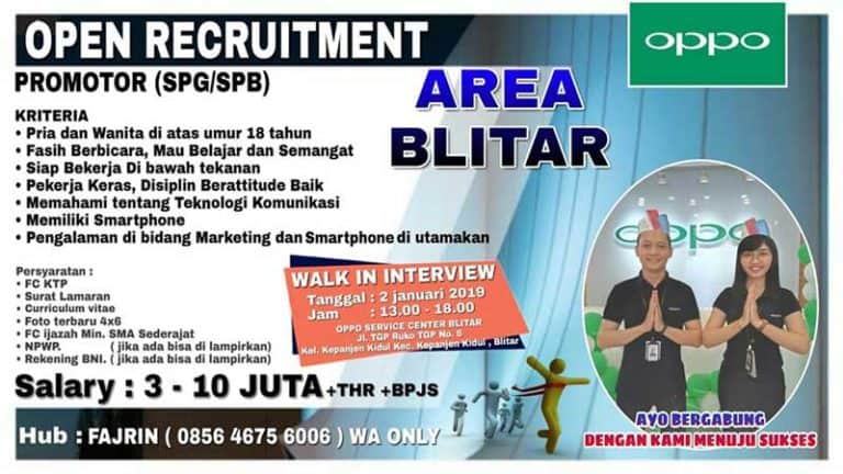 Lowongan Kerja OPPO di Blitar