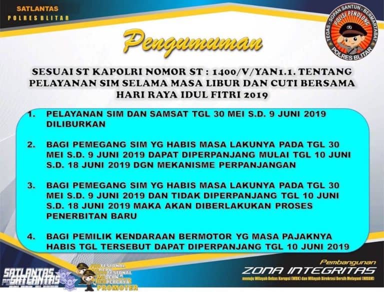 Pengumuman dari Satlantas Polres Blitar