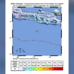 Peta guncangan gempa BMKG di wilayah Blitar 27/10/2026