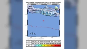 Peta guncangan gempa BMKG di wilayah Blitar 27/10/2026